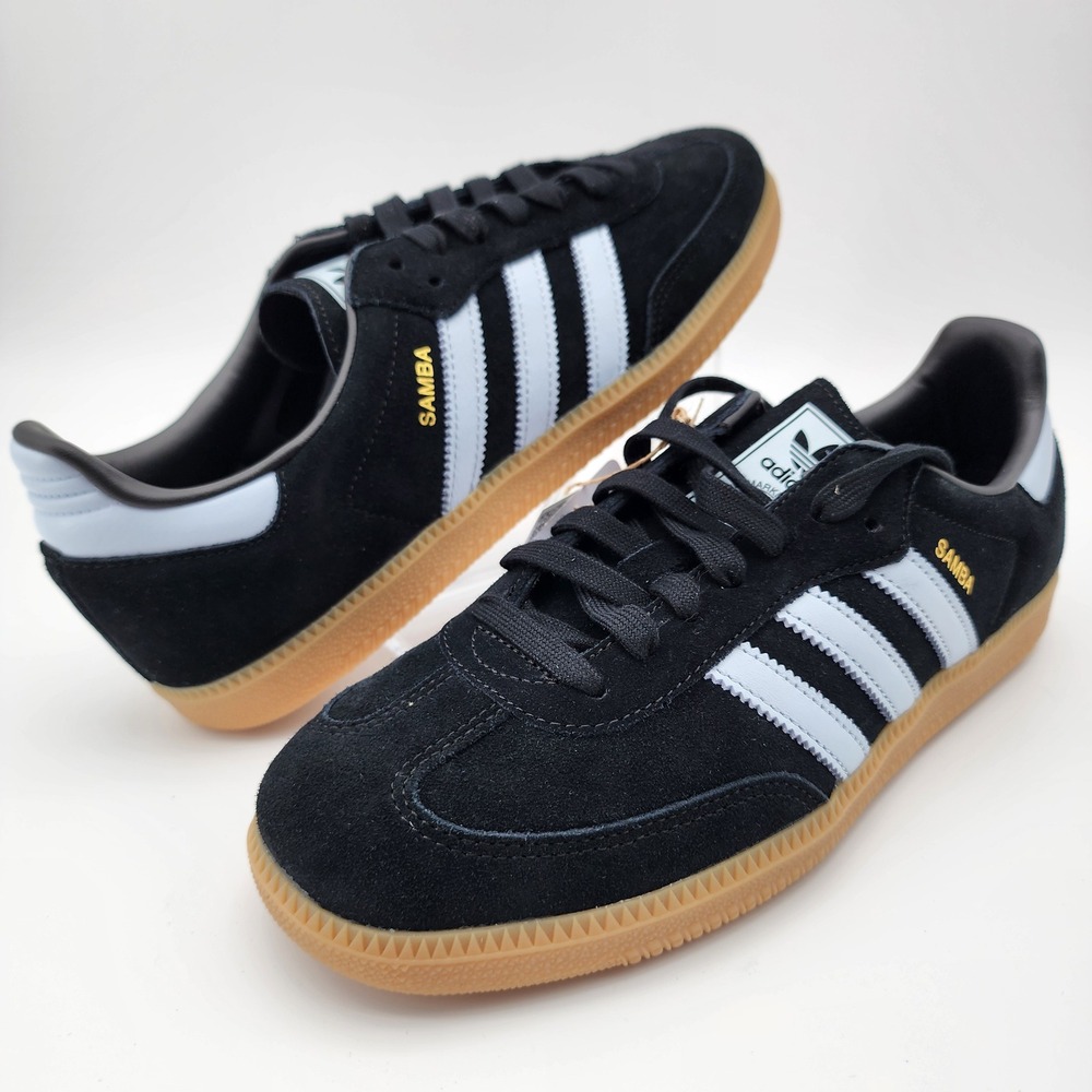Adidas Samba Sneakers Mens 9.5 Black White Gum Sole Suede Classic Soccer NWB